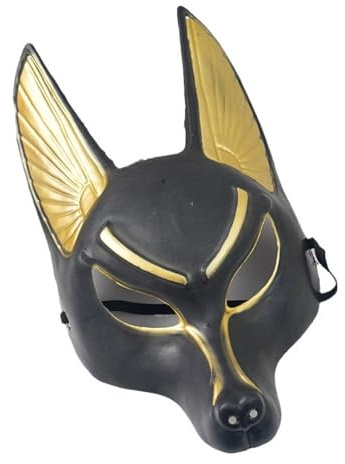 Anubis-maske halloween 3D Ägyptische Maske Cosplay Dekoration Tiermasken mit Verstellbarem Gummiband Retro Karnevalsmasken Wolf Maskerade Kostümzubehör Party Theater Aufführung Bühnenakt Fotoshooting