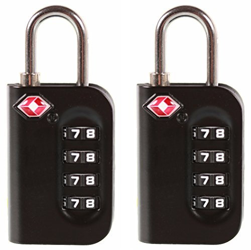 Lot de 2 cadenas TSA - Très robuste, sûr et de qualité supérieure - Avec combinaison à 4 chiffres - Cadenas à combinaison - Très précis et facile à régler