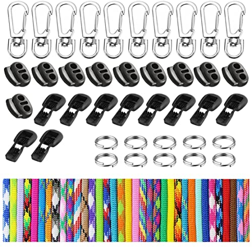EDGEAM 50er Paracord Set Anfänger DIY Schnur Schlüsselanhänger Schlüsselbänder Lanyard Survival Seil Anhänger Paracord Survival Kit