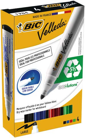 BIC Whiteboard-Marker Velleda 1701 ECOlutions, 4er Etui, Menge 4 (neu)
