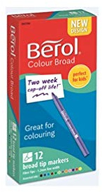Berol Color Broad Fibre Tip Assorted Colours - Pack of 12