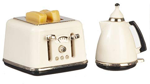 Melody Jane Casa Muñecas Moderno Blanco Hervidor y Tostador Miniatura 1:12 Accesorio Cocina