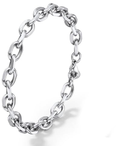 ChainsHouse Armband Herren Edelstahl Rolokette Armbänder 7/9/12mm Breit | Ankerkette O-Kettenarmband Männer, Gliederkette Ersatzkette Armkette Armreif, Silber/Schwarz/Gold, 19/21/23cm Länge