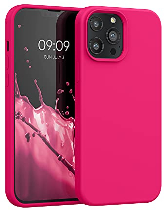 kwmobile Case Compatible with Apple iPhone 13 Pro Max Case - TPU Silicone Phone Cover with Soft Finish - Neon Pink