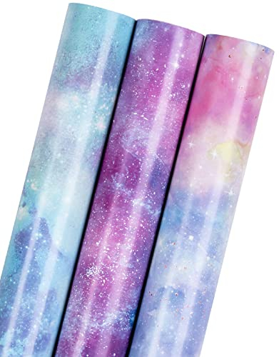 Holijolly Wickelpapier Rolle-Mini-Rolle-Nr. 43cm X 3m pro Rolle mit Galaxy Design