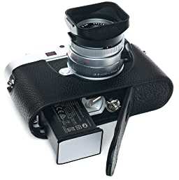 Handarbeit aus echtem echtem Leder halb Kamera Tasche Abdeckung für Leica M11 Schwarzes Leder Schwarze Nähte