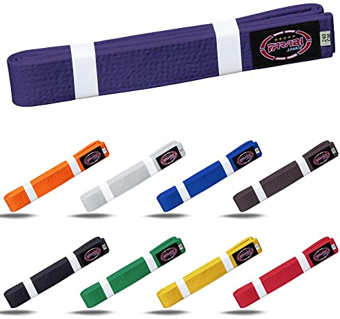 Farabi Sports Karate Gürtel Mehrere Farben Karate Gürtel Judo Karate BJJ Kampfsport Taekwondo Gürtel (240-cm, Purple)
