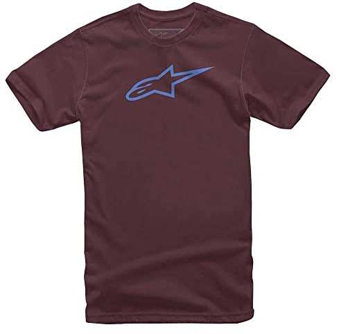 Alpinestars Mens Cotton SS T-Shirt ~ Ageless Classic Maroon Blue