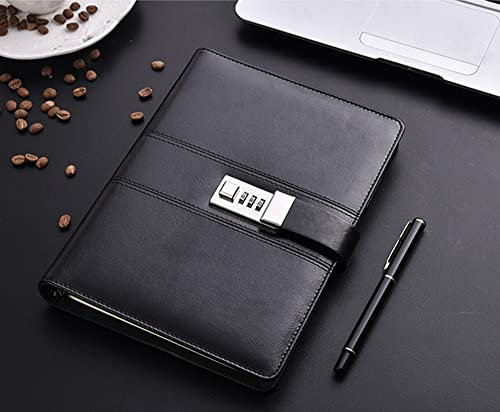 WANLIAN Leder Tagebuch mit Zahlenschloss,Locked Diary, Tagebuchplaner, Girl Organizer, Nachfüllbares Locked Diary, Boy's Line Paper Geschenk
