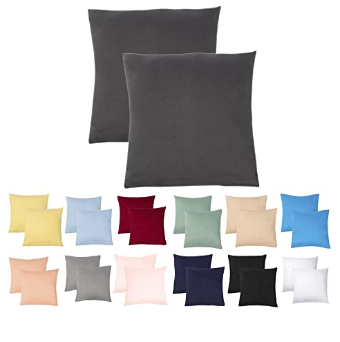 Livessa 2er Set Kissenbezug 65x65 aus%100 Baumwolle Jersey Stoff, Kissenbezüge, 65x65 mit Reißverschluss, Kopfkissenbezug 65x65 cm, Kissenhülle, atmungsaktiv, Oeko-Tex Zertifiziert, Pillow Cover