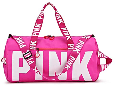 Sports Gym Bag PINK Travel Duffle Bag Dry Wet Pocket & Shoes Compartment für Frauen und Männer (Turnbeutel pink)