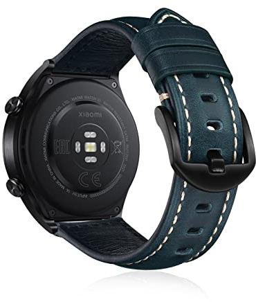 KeeFos 22mm Cinturino in Pelle Compatibile con Xiaomi Watch S4/S4 Sport/S3/S1 Pro/2 Pro, Donna Uomo Cinturino in Pelle, Cinturini in Regolabile per Xiaomi Redmi Watch 5 Active/5 Lite - Blu verde