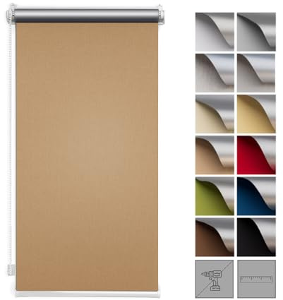 Zero Home - Premium Verdunklungsrollo Ohne Bohren I Klemmrollos für Fenster und Türen Thermorollo I Klemmfix Rollo I Sichtschutz und Sonnenchutz I Blackout I 90x220cm - Sand
