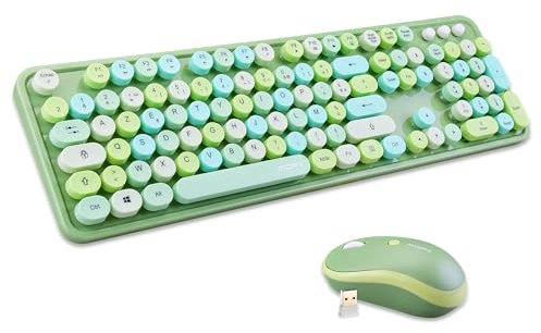 MOFII - Sweet Pack Tastiera Mouse Gaming Wireless Layout Francese (AZERTY) WiFi 2.4GHz - PC Windows -Verde