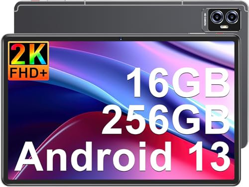 Tablet Android Tablet 11 Pollici Tablet, 16GB RAM + 256GB ROM (TF/1TB), 2.4/5G WiFi, Octa-Core, 2.0 GHz, 1280 * 800 IPS FHD, 8600mAh, Bluetooth 5.0, 8MP + 13MP + 2MP, Tablet PC con Custodia, Grigio