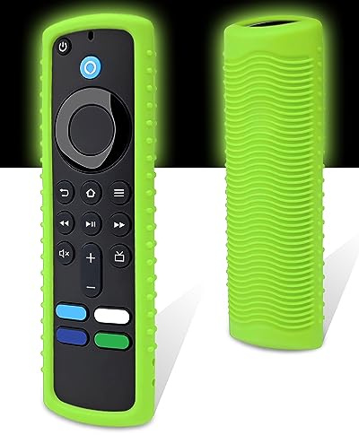 Firestick Remote Protective Cover, Silicone, DropProof & DustProof, Washable, Compatible with Most Fire Stick 4k/Max Voice Remote Case - Luminous Green