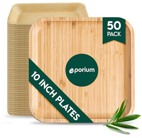 EPORIUM Palm Leaf Plates 10 Inches (50 Pack)
