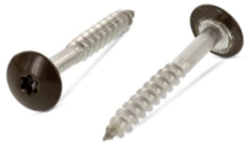 Trespo Wood Screws 4.8 x 60 mm Pack of 50 Stainless Steel A2 / V2A - Round-Headed Wood Screws with Hexalobular Socket - Rustproof - Powder Coated RAL 8014 Sepia Brown