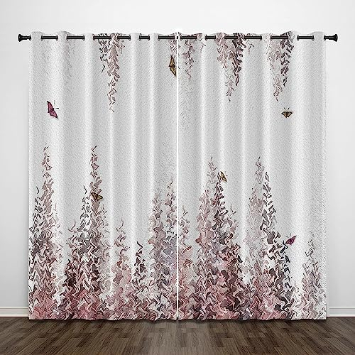 Vorhang Blickdicht Schlaufenschal Ripple-Schmetterling 2 Stücke Verdunkelungsvorhang Schlaufen Gardinen Für Wohnzimmer Schlafzimmer Kinderzimmer Ver