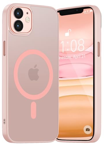 Andwing für iPhone 11 Hülle Magnetisch [Kompatibel mit MagSafe] Matt Anti-Fingerprint Schutzhülle – Stoßfest Militärstandard (MIL-STD-810G), Ultradünn & rutschfest für iPhone 11-Rosa