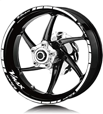 YESKIT Modifizierte dekorative Aufkleber Motorrad-Radaufkleber Vorne Und Hinten Reifenlogo Reflektierende Streifen Aufkleber Felgenaufkleber Für VMAX VMAX (Color : Bianco)