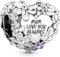 PHCLASY Danke Mama's Flower Charm fit Armbänder Halsketten und europäische Schlange Kette aus Sterling Silber，Geschenk zum Muttertag für Frauen