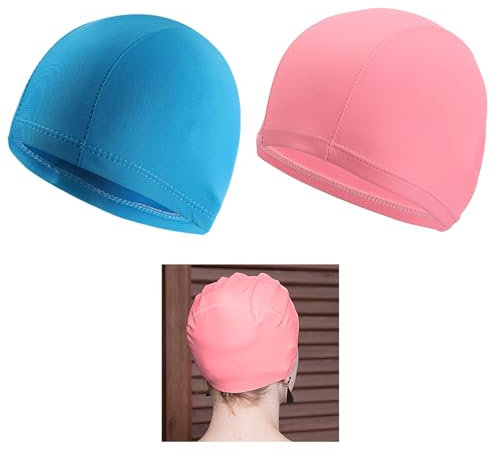 BigCheer Bonnet de Bain en Silicone,Chapeau de Piscine bébé,Bonnet de Bain Unisexe imperméable,Confortable et Extensible,Convient aux Cheveux Longs et Courts,Bonnet de Bain Unisexe(2 pièces)