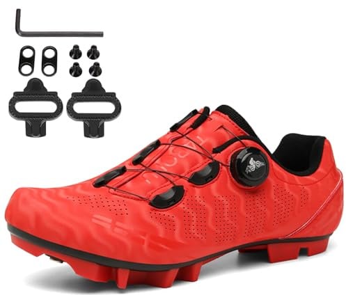 NGARY Fahrradschuhe MTB Damen, Radsportschuhe Atmungsaktive Mountainbike Schuhe kompatibel mit SPD 2 Schrauben mit Cleats Outdoor-Radschuhe,B,38 EU