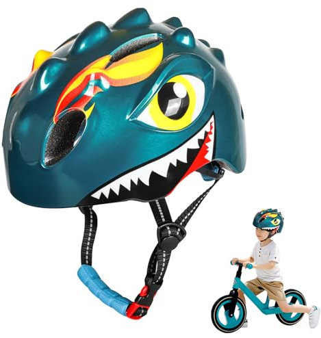 Fahrradhelm Kinder, Verstellbarer Kinderhelm für Jungen und Mädchen im Alter von 3–8 Jahren, Multisport-Kinderhelm (50–54cm), Sicherheitshelm für Fahrrad, Roller, Skating (Grün)