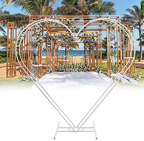 2.05m Herz Hochzeitsbogen Metall Ballon Blumen Bogen Hochzeit Weiß Arch Stand Dekor Kit Herz-geformte Garten Pflanzen Reben Rahmen Hochzeit Geburtstag Foto Hintergrund Dekorationen
