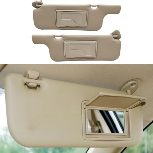 Visera solar para coche, 2 unidades, espejo de maquillaje, placa de bloqueo de luz beige para Toyota