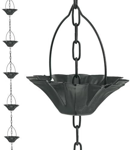 DFTDFYXYCadena para Lluvia Cadena De Lluvia De Metal Cadena De Guía De Lluvia De Canalón Cadena Lluvia Japones para Canalones Bajante De Cadena Colgando for Temple Villa,Jardín,Alero,1m(3.2ft)