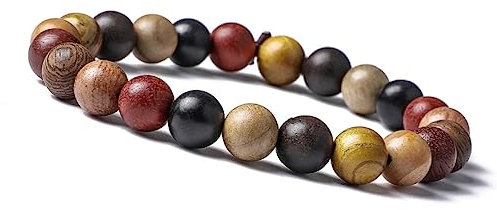 Unique Gems Bracelet Chakra Bouddha pour femme et homme Bracelet perlé en véritable bois de santal précieux Bracelet boule Ø 8mm