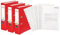 Original Falken 3er Pack PP-Color Ordner inklusive 100er Economy PP-Kunststoff Prospekthüllen transparent genarbt. Made in Germany. 8 cm breit DIN A4 rot