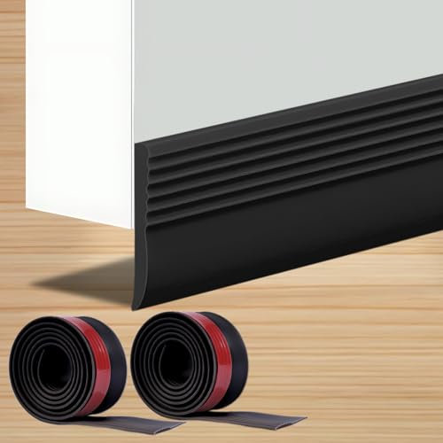 HKDZ Draft Excluder for Doors Draught Excluder, Door Bottom Seal,Draft Excluder for Windows Strip/Door Gaps up to 50 mm, Under Door Draft Stopper Seals 2 Pack, 2” W x 39” L, Black