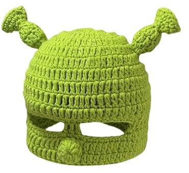 MYLLJBD Winter Bucket Hats for Women Frauenhut Shrek Unisex Herbst Und Winter Gestrickt Cartoon Lustige Grüne Süße Kopfbedeckung Hut-Maske