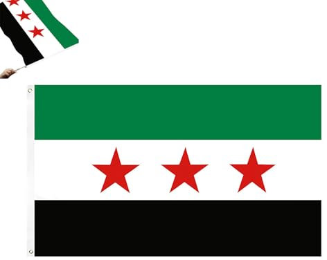 Ohphnt Syrian Flag 150 x 90 cm, Rot, Weiß, Schwarz, Polyester, UV-beständig, Unisex, 1 Stück, Syrien, Flagge