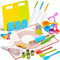 KIT cuisine enfant COMPLET 2 en 1 – SET Couteaux Sécurisés + SET Pâtisserie. 31 Pièces, Activité Montessori, kit patisserie, Vrais Accessoire pour Couper, cuire des fruits et légumes, Cadeau 3 ans +