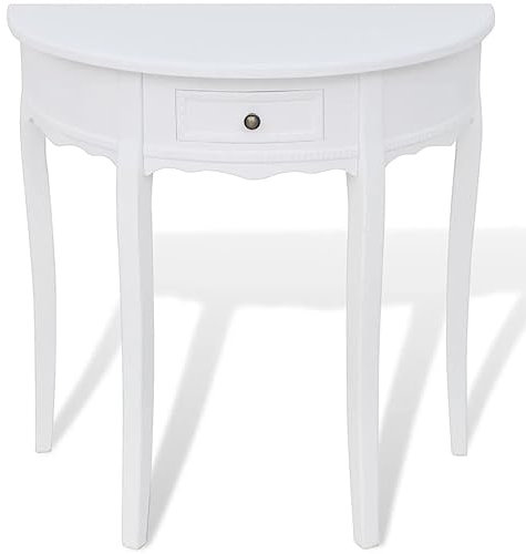 HEFZGDB Konsolentisch mit Schublade Halbrund Weiß Coffee Table Living Room Beistelltisch Couch Wohnzimmertisch Beistelltisch Schmal für Arbeitszimmer Balkon Speisesaal Wohnbereich