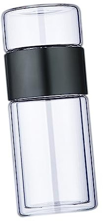 ELAYARD Doppelwandige Glas Teetasse 300ml Schwarz mit Teesieb und Hitzebeständigem Glas für Bequeme Tee Zubereitung zu Hause oder Büro