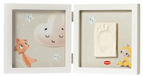 Tiny Love Einfacher Bilderrahmen, Gipsabdruck Baby Hand und Fuß, Clay Set, Andenken Hand-/Fußabdruck Neugeborene, Dermatologisch Getestet, Geschenk Neugeborene, All-in-One-Set, Tiny Creations, Weiß
