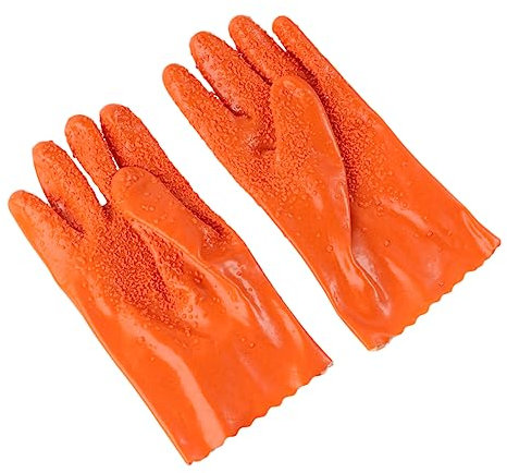 Hemobllo 2 Paar Fischfanghandschuhe Arbeitshandschuhe Wasserdichte Angelhandschuhe Wasserdichte Handschuhe Fische Fangen Gummihandschuhe Rutschfeste Gummihandschuhe Orange