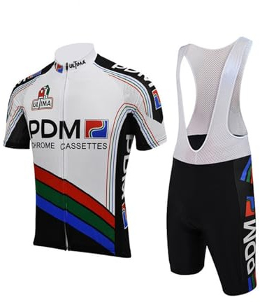 RDCYCLIST Retro-Klassiker Pro Team Radtrikot Set für Herren, atmungsaktives MTB Radtrikot Paddad Trägerhose Trikots (3XL)
