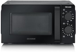 SEVERIN Four Micro-ondes, Gril 900W, 19 L, 9 niveaux de puissance, Minuteur 30 min, Plateau tournant amovible (Ø24,5cm), Noir, MW 9182