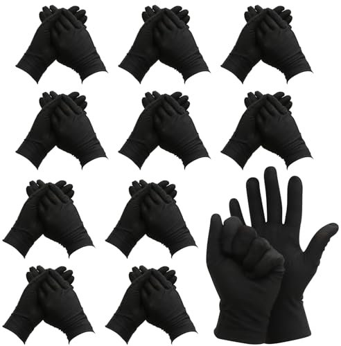BORISCA 11 Paar Baumwollhandschuhe Schwarze, Handschuhe Weich Unterziehhandschuhe Dünn Stoffhandschuhe Elastisch Textilhandschuhe Wiederverwendbar für Handmasken