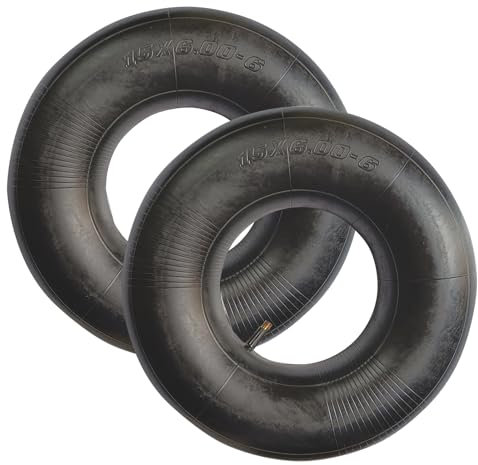 2pack 15x6.00-6 Inner Tube with TR-13 Straight Valve, Replacement Tyre Tube for Lawn Mower, Wheelbarrows, Garden Trailers, Go-Karts, Golf Carts and More