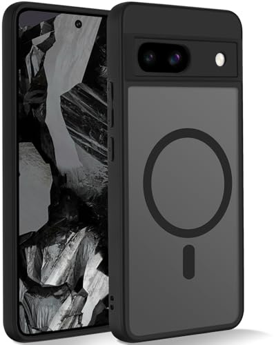 Coiwxmoi Magnetisch Hülle für Google Pixel 8a 6.1, Kompatibel mit Magsafe, Matt Transluzente Handyhülle Anti-Fingerabdruck PC Rückseite + TPU Silikon Schutzhülle für Pixel 8a, Schwarz
