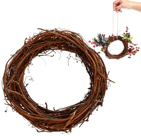 Deko Weidenkranz weihnachtskranz Small Grapevine Kränze Türkranz, Adventskranz, Naturkranz, Weidenring, Holzkranz, Osterkranz, Bastelkranz für Weihnachten Wohndekoration ca. 15 cm ø, Höhe ca. 5 cm