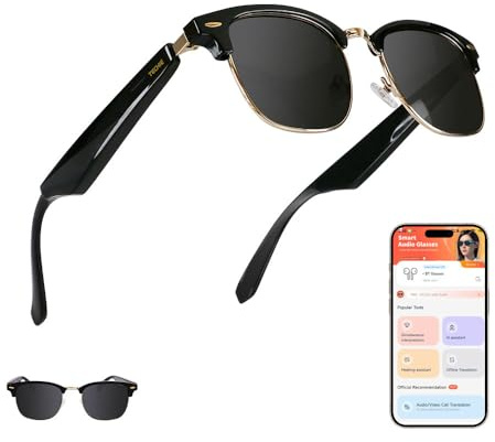 Techie AI Smart Glasses with Headphones,Translation,Polarised UV Sunglasses | TOGS0001 AI translation, polarised UV lenses, open-ear Bluetooth audio and touch control for travel, sport and outdoor use.