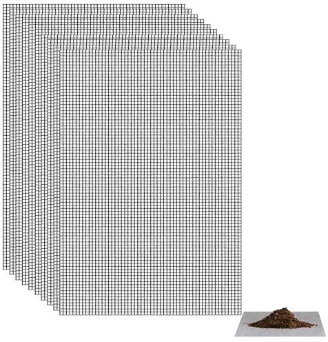 Modurio 10 Pcs Flower Pot Hole Mesh Pad, 11.8x7.8 Inch Fiberglass Mesh Sheet, Plant Pot Drainage Mesh Breathable Bonsai Bottom Grid Mat Keep Soil from Flowing Away for Gardeners Enthusiasts